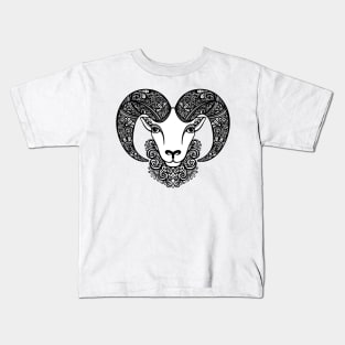 Decorative Sheep with Patterned Horns Kids T-Shirt